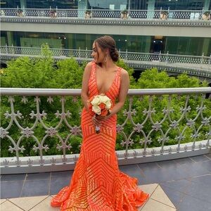 Jovani Elegant Orange Evening Gown